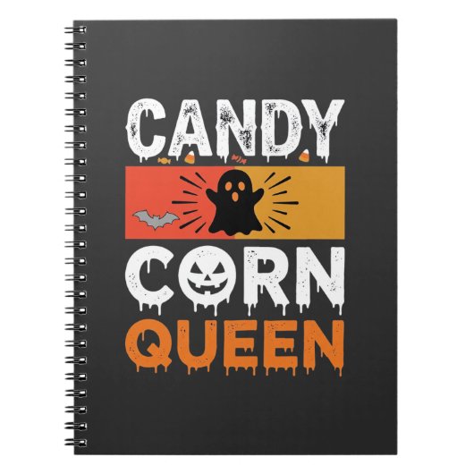 Candy Corn Koningin Halloween SVG-ontwerp Notitieboek (Voorkant)