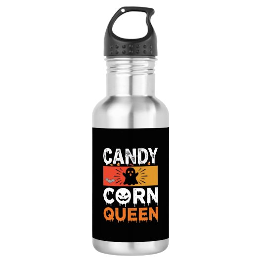 Candy Corn Koningin Halloween SVG-ontwerp Waterfles (Voorkant)