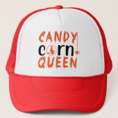Candy Corn Koningin Heks Halloween Trucker Pet (Voorkant)