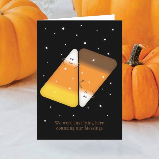 Candy Corn Koppel Vouw Vakantiemail Feestdagen Kaart