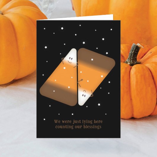 Candy Corn Koppel Vouw Vakantiemail Feestdagen Kaart