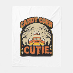 Candy Corn Lief Vintage Halloween Vectorontwerp_1 Fleece Deken