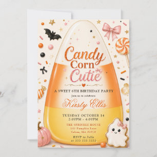 Candy Corn Liefje Zoete 6de Verjaardagsfeestje Kaart