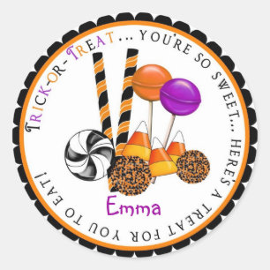 Candy Corn Lollipop Halloween Treat Stickers