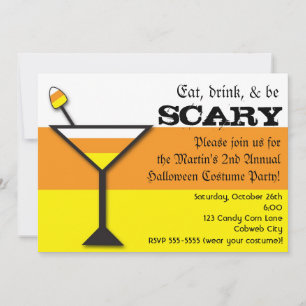 Candy Corn Martini Halloween-feest uitnodiging