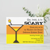 Candy Corn Martini Halloween Feestuitnodiging Kaart (Staand voorkant)