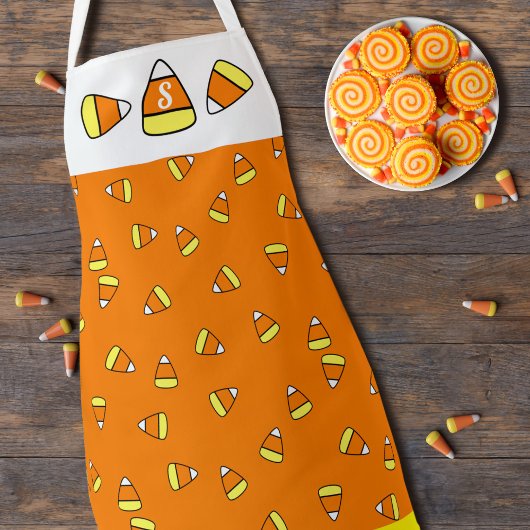 Candy Corn Monogram Oranje Halloween Schort