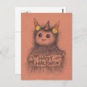 Candy Corn Monster Halloween Briefkaart (Voorkant / Achterkant)