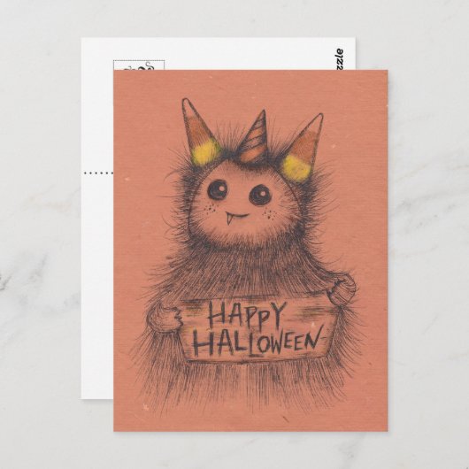 Candy Corn Monster Halloween Briefkaart (Voorkant / Achterkant)