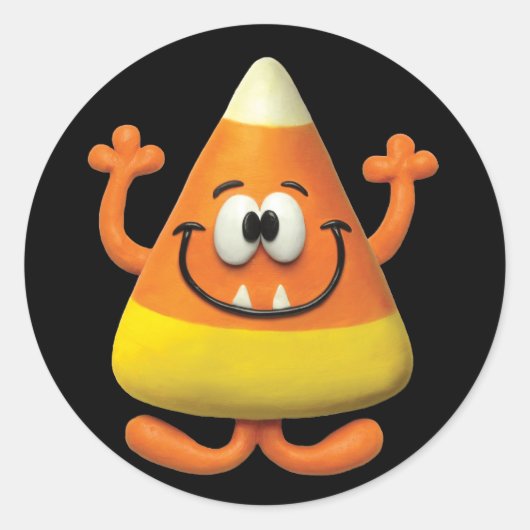 Candy Corn Monster Ronde Sticker (Voorkant)
