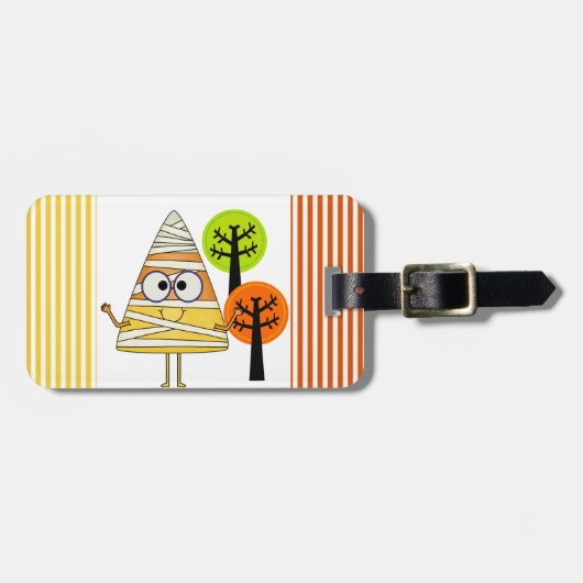 Candy Corn Mummy Halloween Bagagelabel (Voorkant horizontaal)