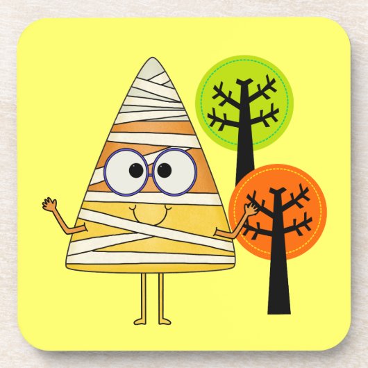 Candy Corn Mummy Halloween Bier Onderzetter (Voorkant)
