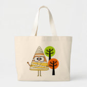 Candy Corn Mummy Halloween Grote Tote Bag (Voorkant)