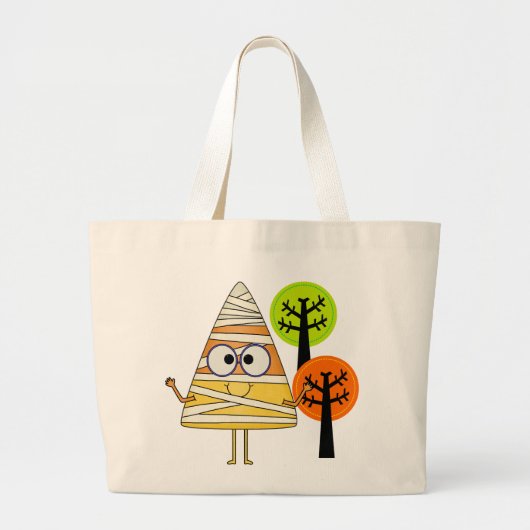 Candy Corn Mummy Halloween Grote Tote Bag (Voorkant)