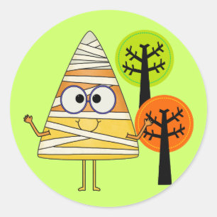 Candy Corn Mummy Halloween Ronde Sticker