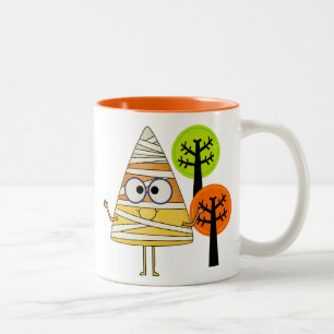 Candy Corn Mummy Halloween Tweekleurige Koffiemok