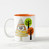 Candy Corn Mummy Halloween Tweekleurige Koffiemok (Links)