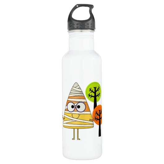 Candy Corn Mummy Halloween Waterfles (Voorkant)