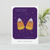 Candy Corn Pair "Onze zegeningen tellen" Herfst Feestdagenkaart (Staand voorkant)