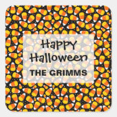 Candy Corn Patroon Halloween Aangepast Vierkante Sticker (Voorkant)