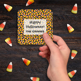 Candy Corn Patroon Halloween Douane Vierkante Sticker