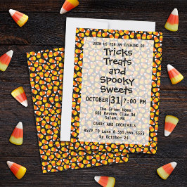 Candy Corn Patroon Halloween Party Kaart