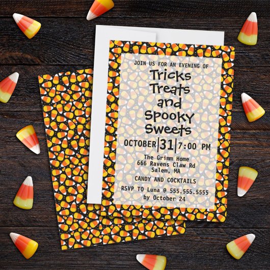 Candy Corn Patroon Halloween Party Kaart