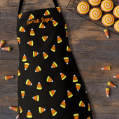 Candy Corn Patroon Naam Leuk Zwart Halloween Schor Schort