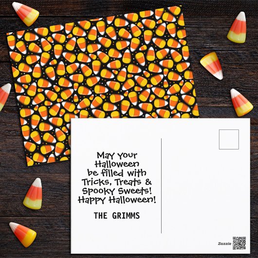 Candy Corn Pattern Halloween Feestdagenkaart