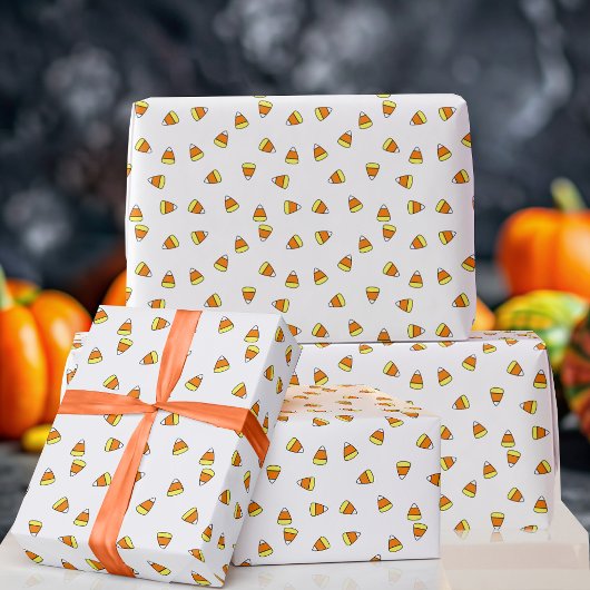 Candy Corn Pattern Wit en Sinaasappel Wrapping Pap Cadeaupapier