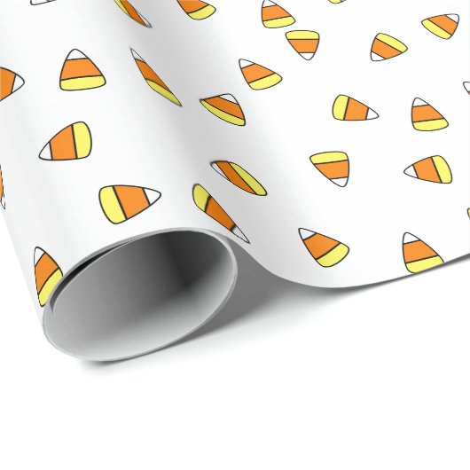 Candy Corn Pattern Wit en Sinaasappel Wrapping Pap Cadeaupapier (Rol Hoek)