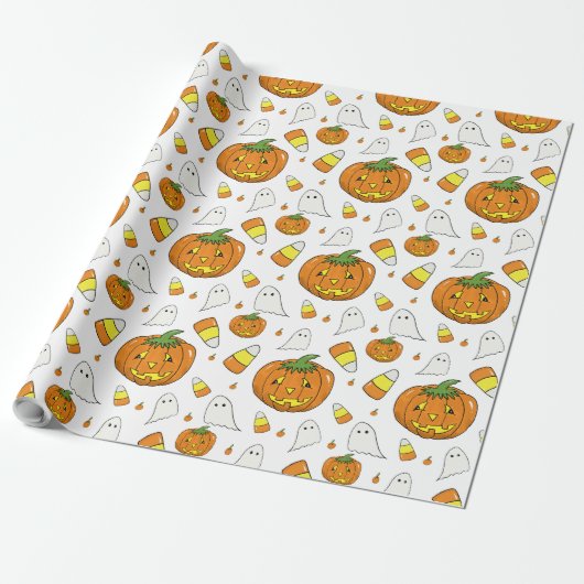 Candy Corn Pattern Wrapping Paper Cadeaupapier (Uitgerold)