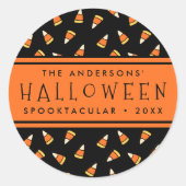 Candy Corn Personalized Halloween Party Ronde Sticker (Voorkant)