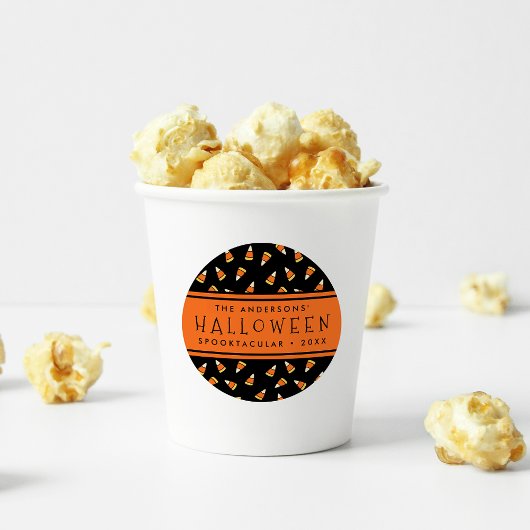 Candy Corn Personalized Halloween Party Ronde Sticker