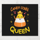 Candy Corn Queen Cute Halloween Kawaii Crown Sparkling Wijnetiket (Enkel label)