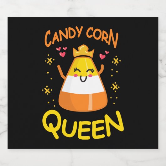 Candy Corn Queen Cute Halloween Kawaii Crown Sparkling Wijnetiket (Enkel label)