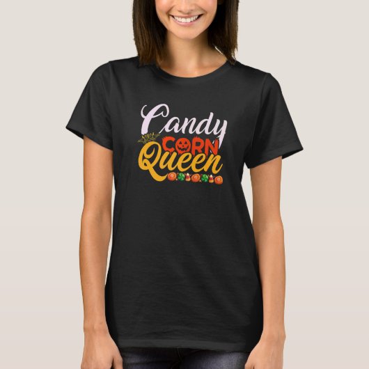 Candy Corn Queen Dit is mijn Halloween-kostuum T-shirt (Voorkant)