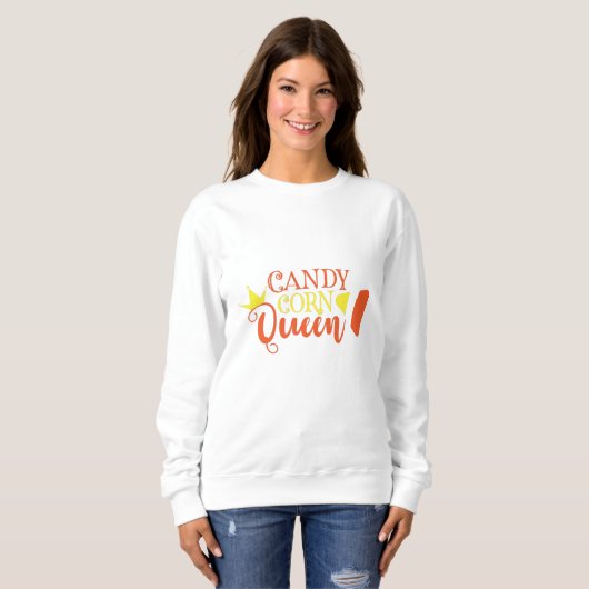 Candy Corn Queen Funny Cute Halloween Trui (Voorkant volledig)