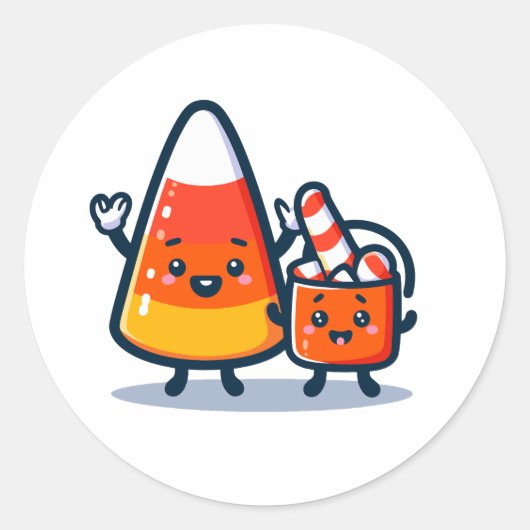 Candy Corn Ronde Sticker (Voorkant)