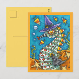 CANDY CORN SEAHORSE, ONDER HET ZEE HALLOWEEN FISH BRIEFKAART