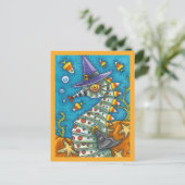 CANDY CORN SEAHORSE, ONDER HET ZEE HALLOWEEN FISH BRIEFKAART (Staand voorkant)