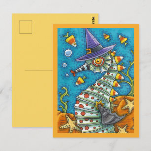 CANDY CORN SEAHORSE, ONDER HET ZEE HALLOWEEN FISH BRIEFKAART