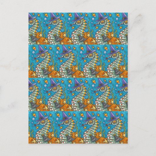 CANDY CORN SEAHORSE WITCH, ONDER HET ZEE HALLOEEN BRIEFKAART (Voorkant)