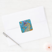 CANDY CORN SEAHORSE WITCH, ONDER HET ZEE HALLOEEN VIERKANTE STICKER (Envelop)