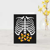 Candy Corn Skelet Rib Cage Halloween Kostuum Kaart (Gele Bloem)