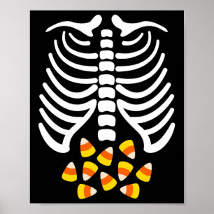 Candy Corn Skelet Rib Cage Halloween Kostuum Poster