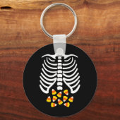 Candy Corn Skelet Rib Cage Halloween Kostuum Sleutelhanger (Voorkant)