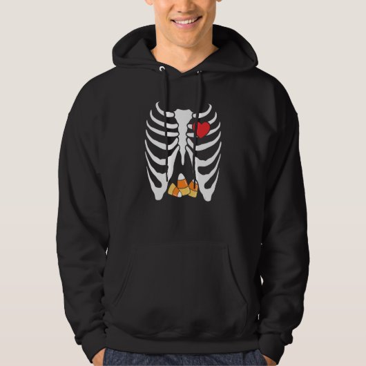 Candy Corn Skeleton Rib Cage Hart Grappig Hallowee Hoodie (Voorkant)