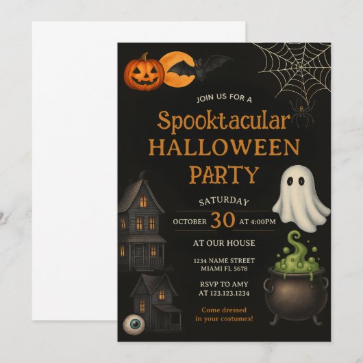 Candy Corn Spooktacular Halloween Party Uitnodigen Kaart (Voorkant / Achterkant)