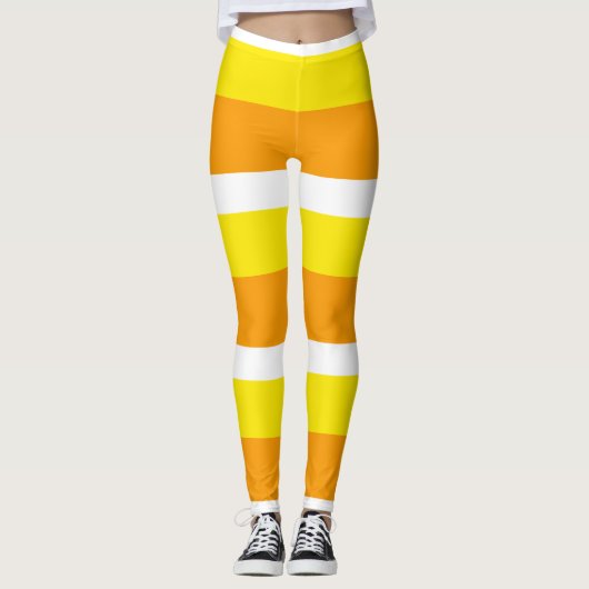 Candy Corn Stripes Herfst Leggings (Voorkant)